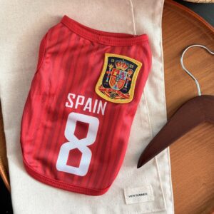 spain no.10 soccer jersey for dogs & cats | breathable mesh pet football shirt